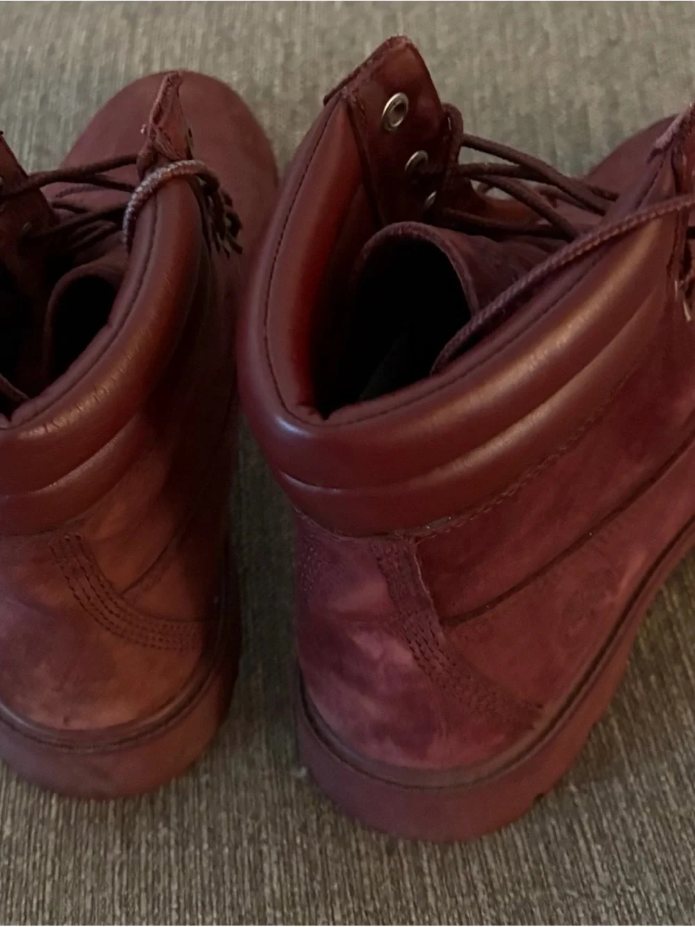 Timberland Burgundy Nubuck 6-Inch Work Boot Size 8 -
